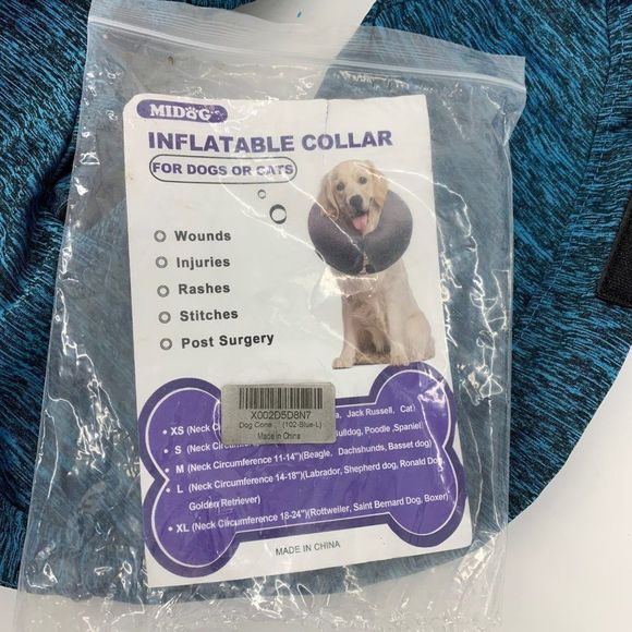 Midog Pet Collar Inflate Blue Large After Surgury Protective Cone Recover 3117 - Picture 3 of 10